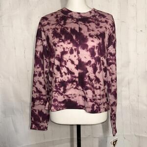 NWT $36 YogaSmoga Plum Pink & Purple Tie Dye Sweatshirt Medium YS3211 High Low